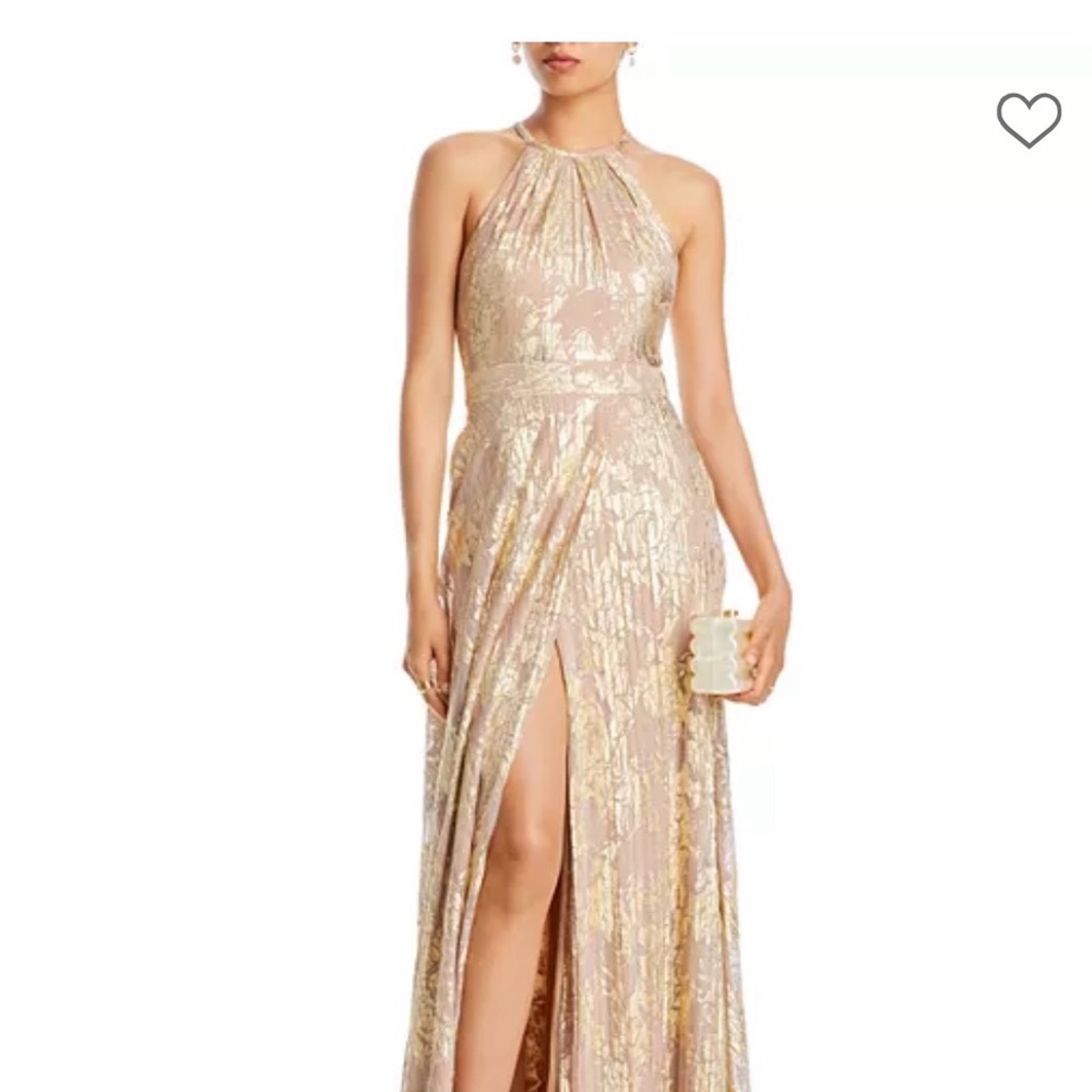 Aqua Gold and Cream Halter Wedding Dress